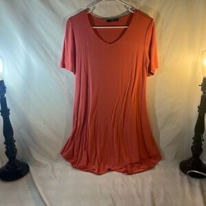 Skin Coral Short Sleeve V-Neck Top
